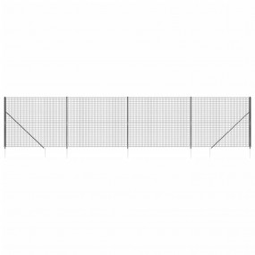 Wire Mesh Fence with Spike Anchors Anthracite 5.2x32.8'