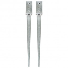 Ground Spikes 2 pcs Silver 2.8x2.8x29.5" Galvanized Ste...