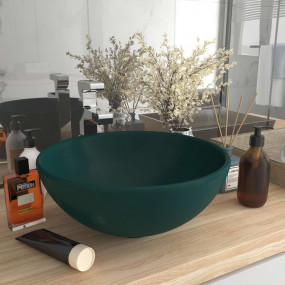 Luxury Bathroom Basin Round Matt Dark Green 12.8x5.5" C...