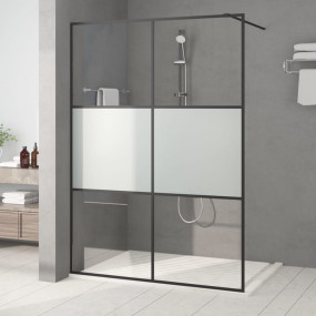 Walk-in Shower Wall Black 55.1x76.8" Half Frosted ESG G...