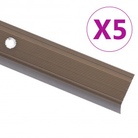 Stair Nosings in L-shape 5 pcs Aluminum 35.4 " Brown