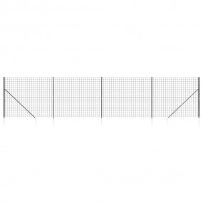 Wire Mesh Fence with Spike Anchors Anthracite 6.6x32.8'