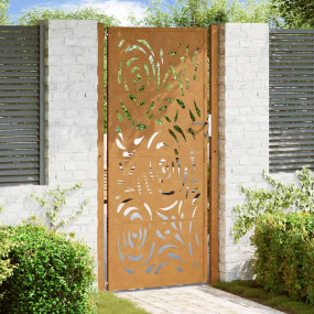 Patio Gate 41.3x80.7" Weathering Steel Flame Design