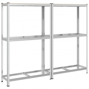2-Layer Tyre Shelves 2 pcs Silver 43.3x15.7x70.9" Steel...