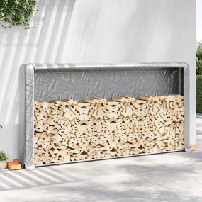 Firewood Rack with Rain Cover 118.1x9.8x59.1" Galvanize...