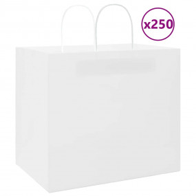 Paper Bags 250 pcs with Handles White 12.6x8.7x11.0"