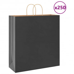 Paper Bags 250 pcs with Handles Black 17.7x6.7x18.9"