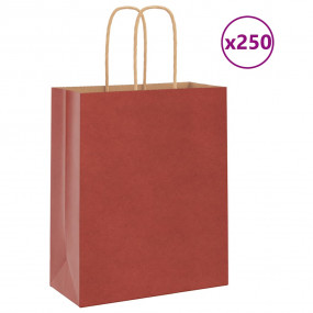Paper Bags 250 pcs with Handles Red 7.1x3.1x8.7"