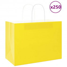 Paper Bags 250 pcs with Handles Yellow 12.6x6.7x9.8"