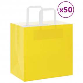 Paper Bags 50 pcs with Handles Yellow 10.2x6.7x9.8"