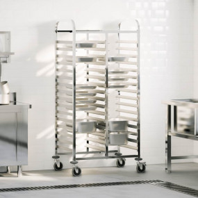 Tray Trolley with 32 GN Containers 29.5x21.7x64.0" Stai...