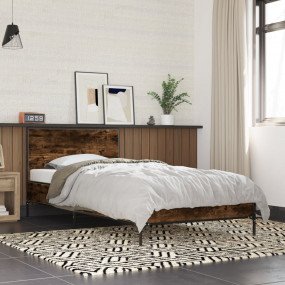 Bed Frame without Mattress Smoked Oak 75 x 74.8 "