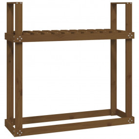 Firewood Rack Honey Brown 43.3x13.8x42.7" Solid Wood Pi...