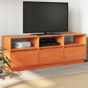 TV Cabinet Wax Brown 55.1x14.6x19.7" Solid Wood Pine