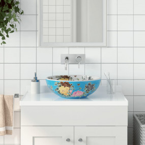 Countertop Basin Multicolored Round 16.1x5.5" Ceramic