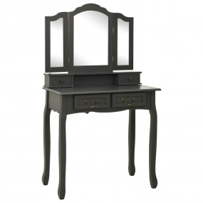 Dressing Table Set with Stool Grey 31.5x27.2x55.5" Paul...