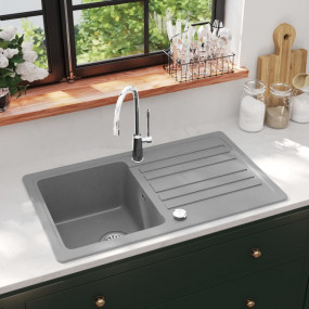 Granite Kitchen Sink Single Basin with Drainer Reversib...