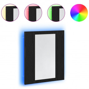 LED Bathroom Mirror Cabinet Black Oak 15.7x4.7x17.7" En...