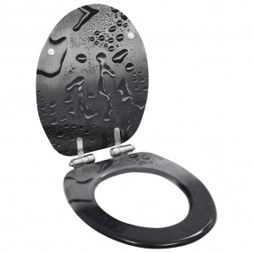 WC Toilet Seat with Soft Close Lid MDF Water Drop Desig...