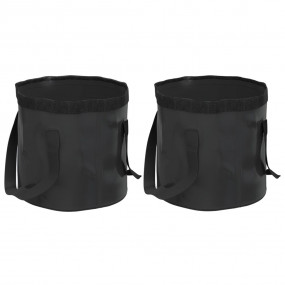 Folding Buckets 2 pcs Black 5.3 gal PVC