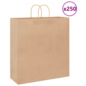 Paper Bags 250 pcs with Handles Brown 17.7x6.7x18.9"