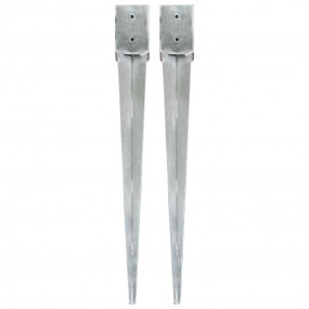 Ground Spikes 2 pcs Silver 3.9x3.9x35.8" Galvanized Ste...