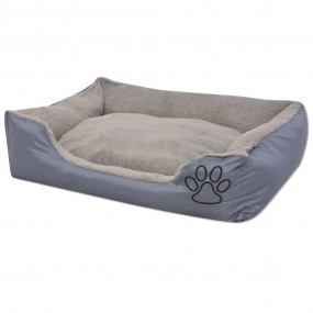Dog Bed with Padded Cushion Size M Grey