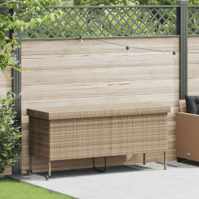 Patio Storage Box with Wheels Beige 63.0x21.7x29.5" Pol...