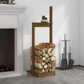 Log Holder Honey Brown 13.2x11.8x43.3" Solid Wood Pine