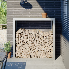 Firewood Rack 39.4x15.7x39.4" Stainless Steel