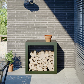 Firewood Rack Green 23.6x15.7x23.6" Steel