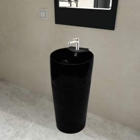 Ceramic Stand Bathroom Sink Basin Faucet/Overflow Hole ...