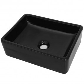 Basin Ceramic Rectangular Black 16.1x11.8x4.7"