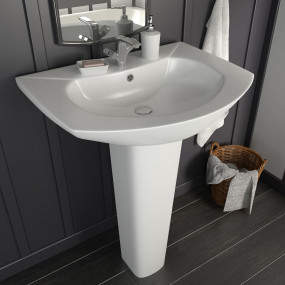 Freestanding Basin with Pedestal Ceramic White 25.59x20...