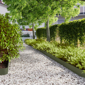 Lawn Edgings 50 pcs Olive Green 5.9x40.6" Cold-rolled S...