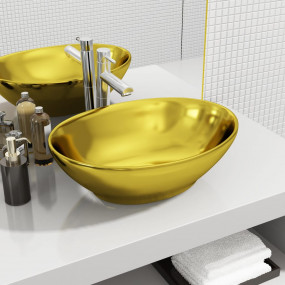 Wash Basin 15.7x13.0x5.3" Ceramic Gold