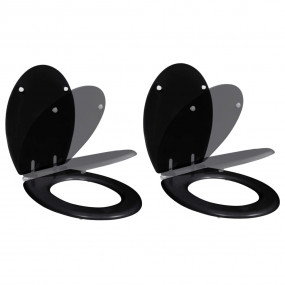 Toilet Seats with Soft Close Lids 2 pcs MDF Black (2x14...