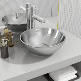 Wash Basin 12.8x5.5" Ceramic Silver