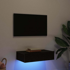 TV Cabinet with LED Lights Black Oak 23.6x13.8x6.1"