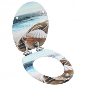 WC Toilet Seats 2 pcs with Soft Close Lids MDF Muschel ...