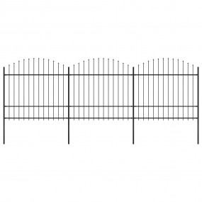 Patio Fence with Spear Top Steel 16.7 ' Black (3x144944...