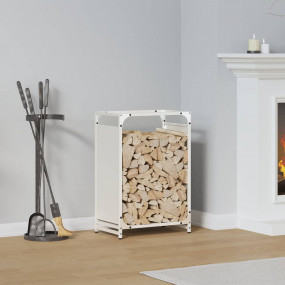 Firewood Rack White 17.3x11.0x25.6" Cold-rolled steel