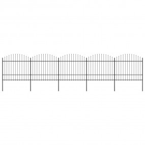 Patio Fence with Spear Top Steel 27.9 ' Black (5x144944...