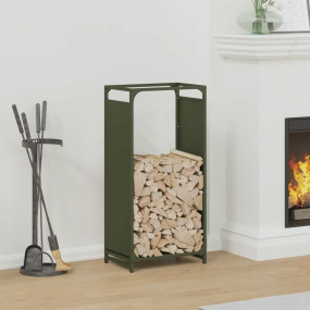 Firewood Rack Olive Green 17.3x11.0x35.4" Cold-rolled s...