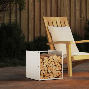 Firewood Rack White 15.7x15.7x15.7" Cold-rolled steel