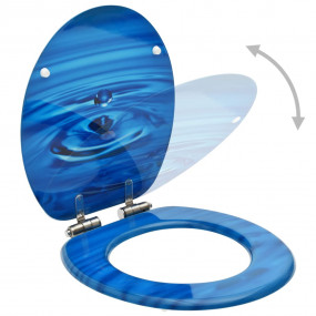 WC Toilet Seat with Soft Close Lid MDF Blue Water Drop ...
