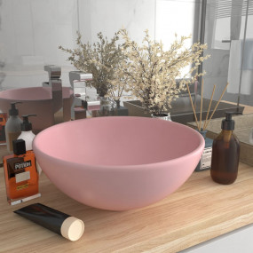 Luxury Bathroom Basin Round Matt Pink 12.8x5.5" Ceramic