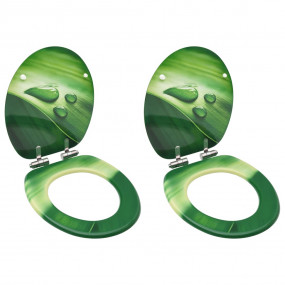 WC Toilet Seats with Soft Close Lid 2 pcs MDF Green Wat...