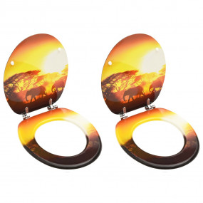 WC Toilet Seats with Lid 2 pcs MDF Savanne Design (2x14...