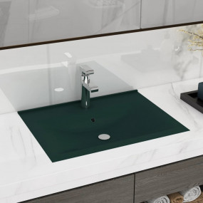 Luxury Basin with Faucet Hole Matt Dark Green 23.6x18.1...